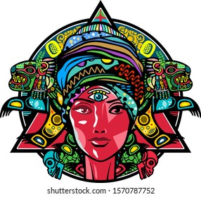 Woman vector. American african aztec mayan mexican ornament design