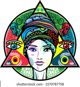 Woman vector. American african aztec mayan mexican ornament design