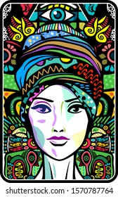Woman vector. American african aztec mayan mexican ornament design