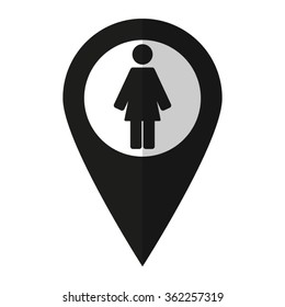 Woman - vector icon;  black map pointer