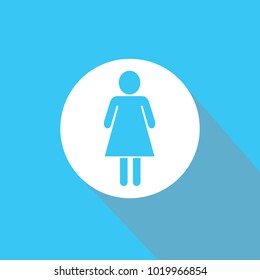 woman vector icon blue background white circle eps10