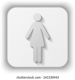 woman vector icon - paper button 