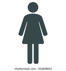 Woman vector icon. Style is flat symbol, soft blue color, rounded angles, white background.