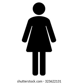 Woman vector icon. Style is flat symbol, black color, rounded angles, white background.