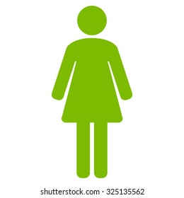 Woman vector icon. Style is flat symbol, eco green color, rounded angles, white background.