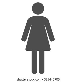 Woman vector icon. Style is flat symbol, gray color, rounded angles, white background.