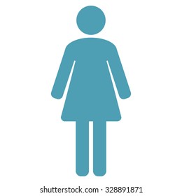 Woman vector icon. Style is flat symbol, cyan color, rounded angles, white background.