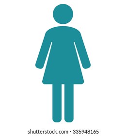 Woman vector icon. Style is flat symbol, soft blue color, rounded angles, white background.