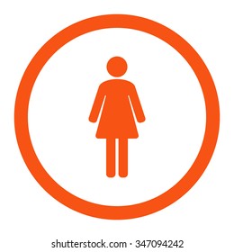 Woman vector icon. Style is flat rounded symbol, orange color, rounded angles, white background.