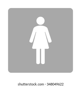 Woman vector icon. Style is flat rounded square button, white and silver colors, white background.