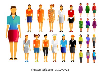 Woman vector icons set