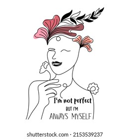 Woman vector illustration designed in doodle style with quotes and inspiration for cards, digital prints, t shirt designs, pillows, canvas prints, scrapbook and more.