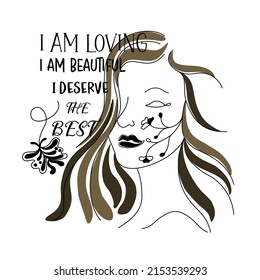 Woman vector illustration designed in doodle style with quotes and inspiration for cards, digital prints, t shirt designs, pillows, canvas prints, scrapbook and more.