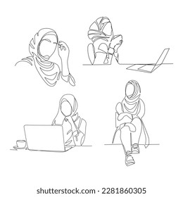 Woman vector illustration drawn in line art style