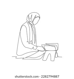 Woman vector illustration drawn in line art style
