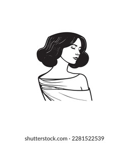 A woman vector line art work.
