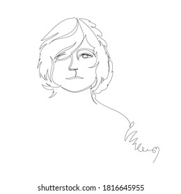 Frau. Vektorlinezeichnung. eine durchgehende Linie. weibliches Gesicht