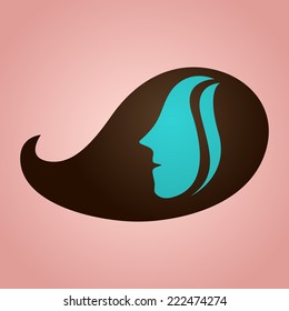 Woman vector logo design template. Girl silhouette - cosmetics, beauty, health & spa, fashion themes. Woman icon.