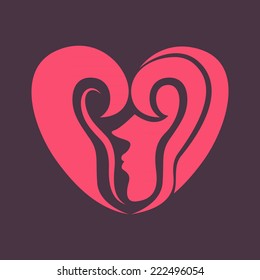 Woman vector logo design template. Girl silhouette - cosmetics, beauty, health & spa, fashion themes. Woman icon.