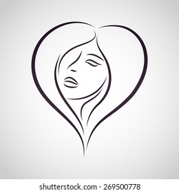 Woman vector logo design template. Girl silhouette - cosmetics, beauty, health & spa, fashion themes. Woman icon.
