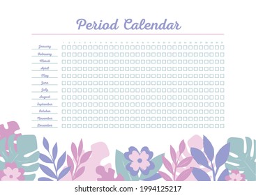 Woman vector menstruation period calendar blank