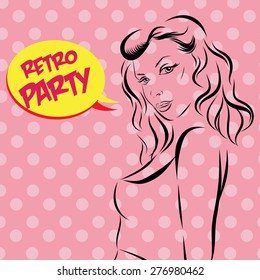 Woman vector portrait on a background. EPS