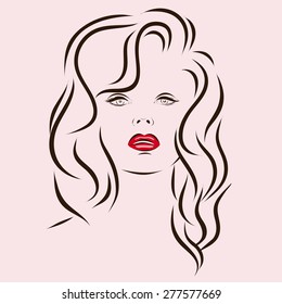 Woman vector portrait on a background. EPS