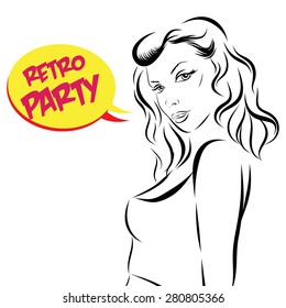 Woman vector portrait on a background. EPS