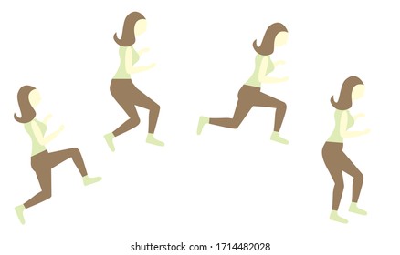 mujer vectorial correr y saltar. ilustración de ejercicio.