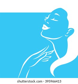 Woman vector symbol design template. Girl profile is suitable for cosmetics, beauty, health,spa, fashion themes. Creative icon, logo.