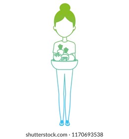 woman with vegetables in dish