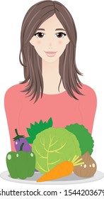 woman with vegetables for health .