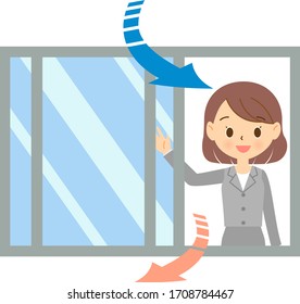 Woman ventilating in the office

