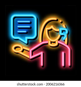 woman verbal help by phone neon light sign vector. Glowing bright icon woman verbal help by phone sign. transparent symbol illustration