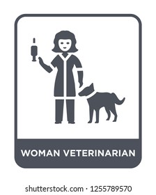 woman veterinarian icon vector on white background, woman veterinarian trendy filled icons from Ladies collection, woman veterinarian simple element illustration