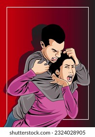 Woman Victim Domestic Violence Abuse vector Illustration