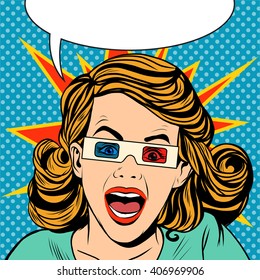 woman viewer stereo movie and yells