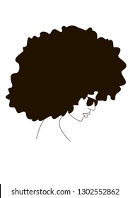  Woman vintage side faces silhouette. Woman face profile or side female head silhouettes with 
curly hairstyle isolated vector set on white background