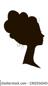  Woman vintage side faces silhouette. Woman face profile or side female head silhouettes with 
evening hairstyle isolated vector set on white background