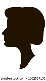 Woman vintage side faces silhouette. 