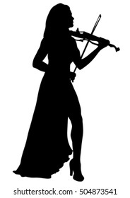 Woman with a violin in his hand on white background