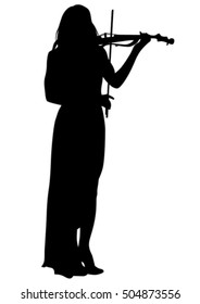 Woman with a violin in his hand on white background