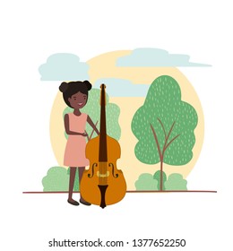 woman with violin in landscape avatar character