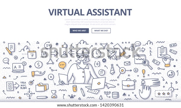 Woman virtual assistant with laptop provides
various services to businesses: administrative work, customer
service, research assistant, dropshipping specialist, digital
marketing, data entering