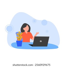 woman virtual comunication ilustrasi vector