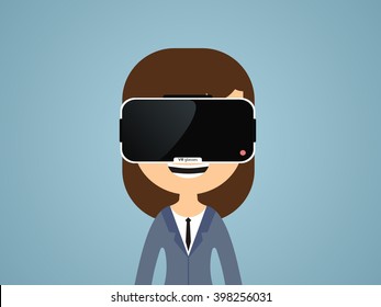 woman in virtual reality glasses