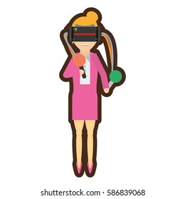 woman with virtual reality glasses simulation vector illustration eps 10