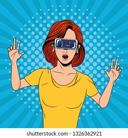 Woman with virtual reality glasses technology