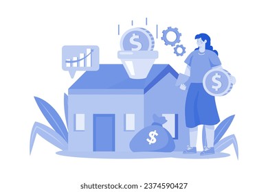 Woman visiting property with real estate agent.