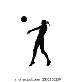 Woman voleyball silhouettes, woman with voleyball